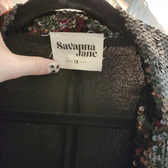 Black Sequined Savannah Jane Jacket 1XL - Picture 2 of 4